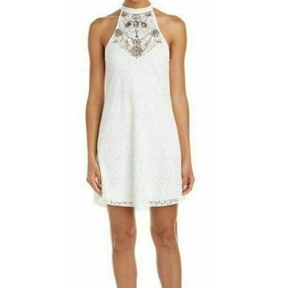 Saylor womens White Jasmine Embellished Lace Shift Dress Size M L $297 BL7 - Picture 3 of 12
